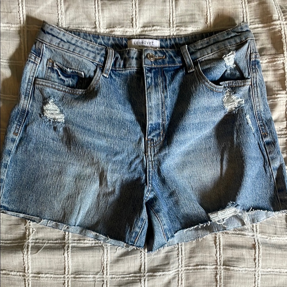 NWT!! Vervet Blue Jean Shorts with Frayed Hem and Distressed Look